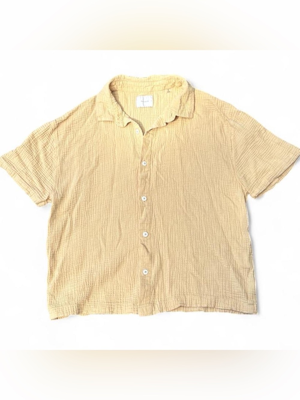 Pacsun tan gauze boxy fit button up shirt